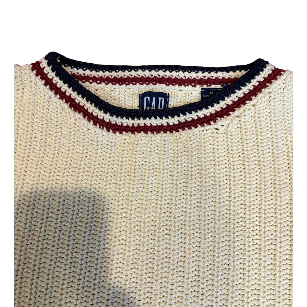 Vintage Cotton Cricket Tennis Sweater MEDIUM Navy Burgundy Tipped Crewneck - Picture 7 of 8